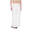 Women's Natural Ladder Lace Trim Wide Leg Linen Pants B6SX1024-B