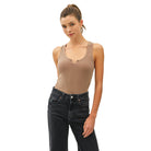 Women's Notched Neck Basic Ribbed Tank Top 19752