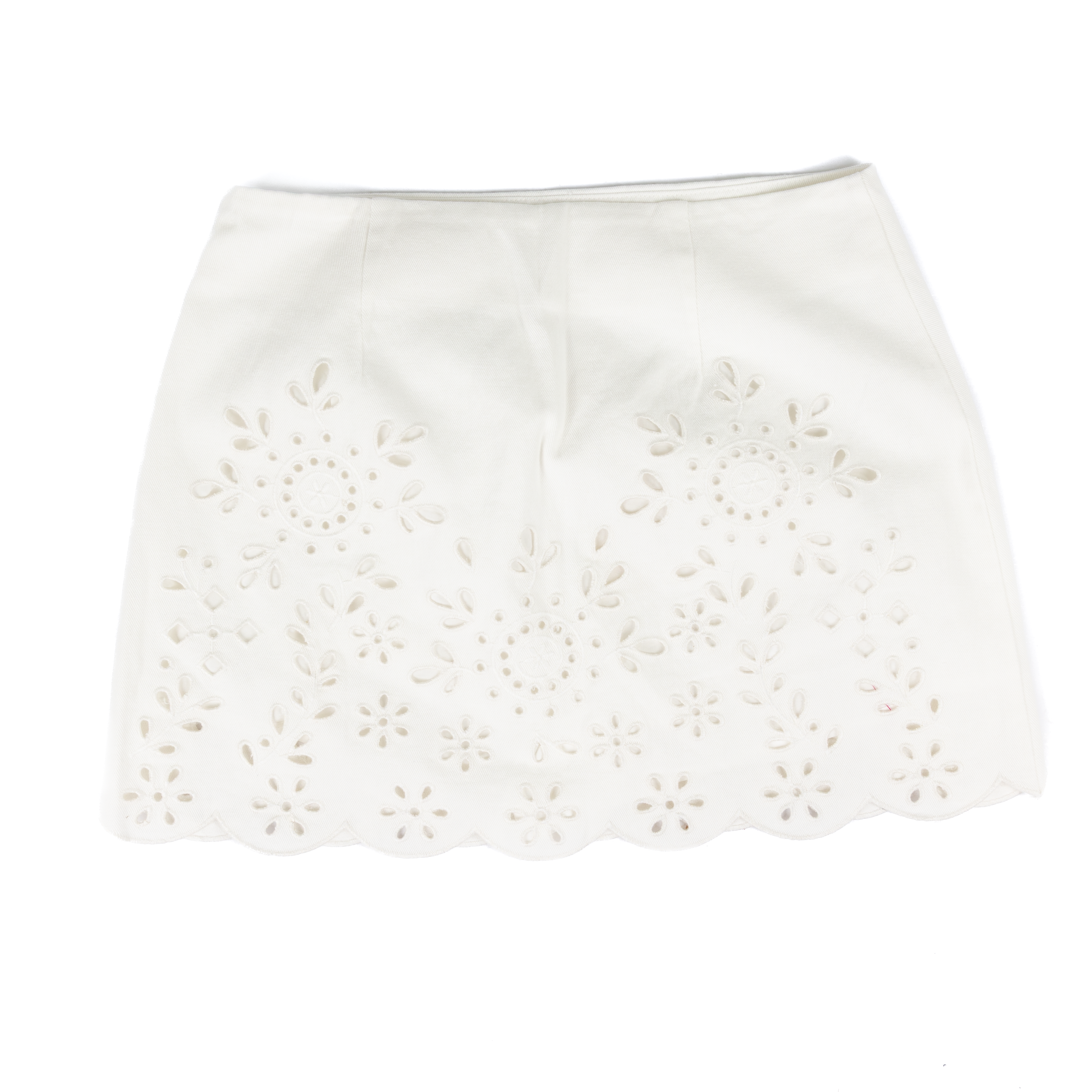 Women's Off White Embroidered Eyelet Washed Skort 71099
