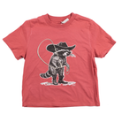 Women's Red Graphic Cowboy Racoon T-shirt