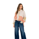 Women's Relaxed Fit Mixed Print Button Down Shirt ET6319