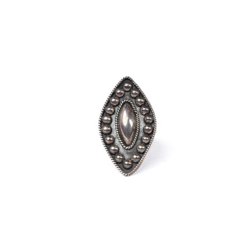 Women's Rhoda Handmade Silver Diamond Ball Stacker Ring