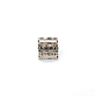 Women's Rhoda Onyx Black and Silver Multi Line Stacker Ring