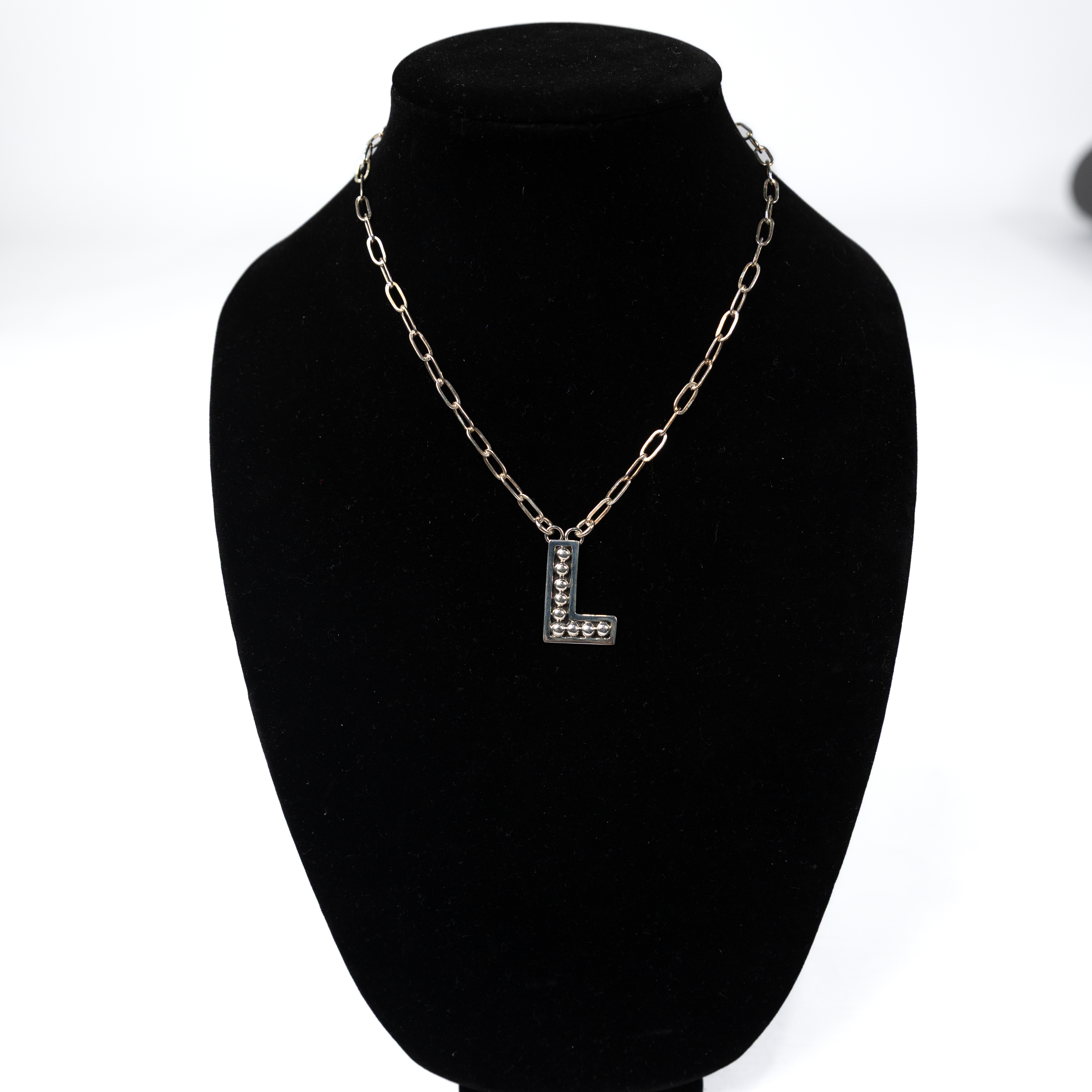 Women's Rhoda Silver Oxidized Ball Letter Necklace T3210