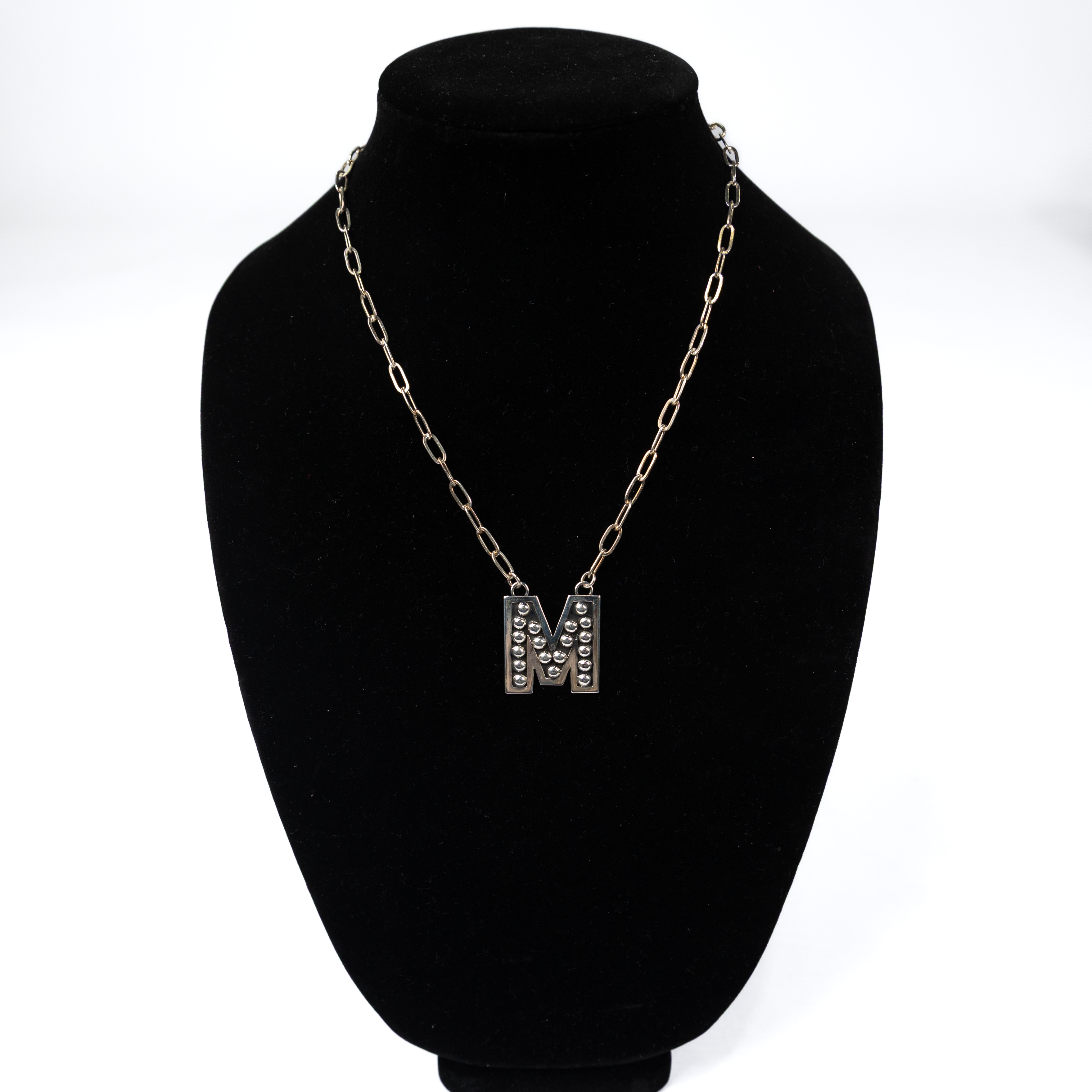 Women's Rhoda Silver Oxidized Ball Letter Necklace T3210