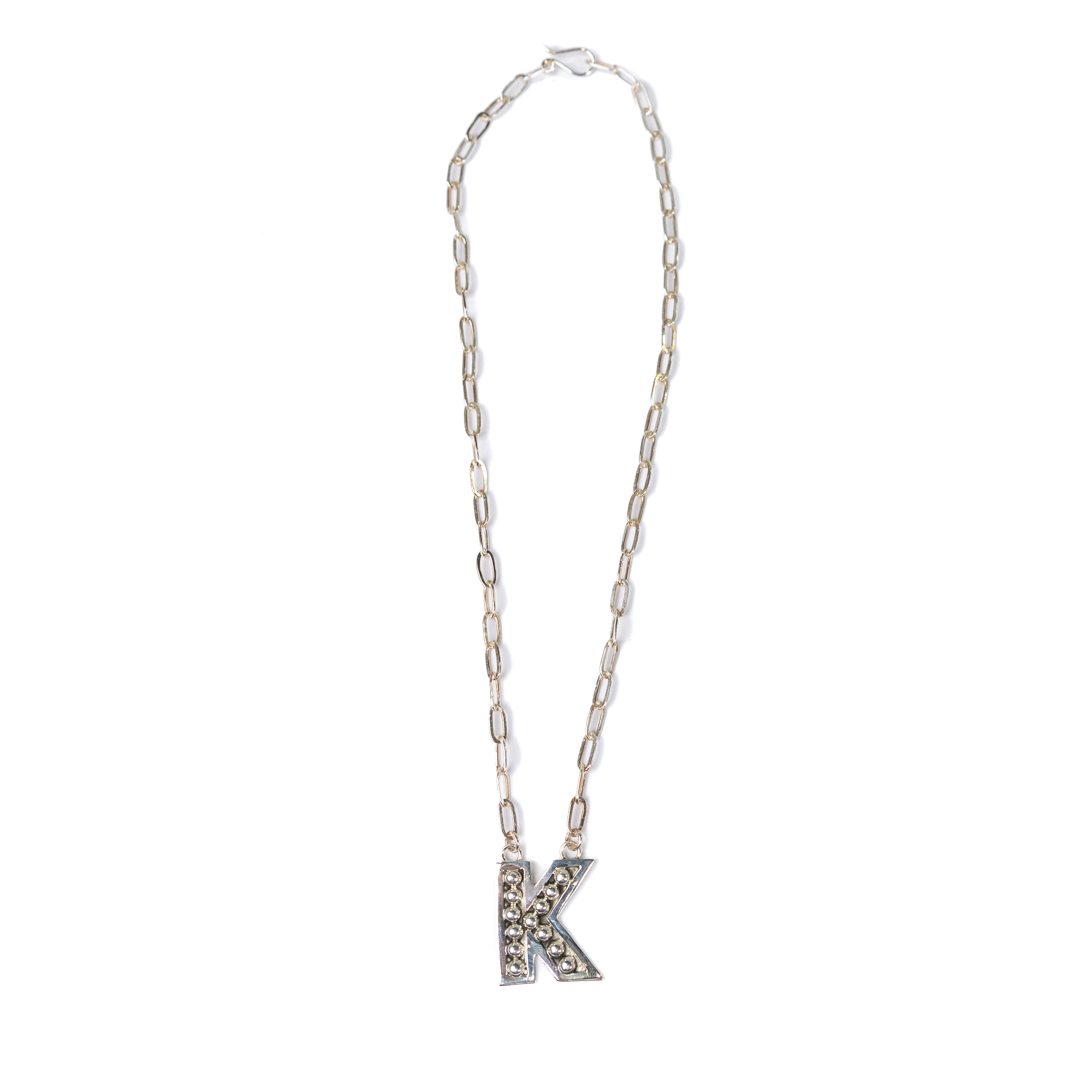 Women's Rhoda Silver Oxidized Ball Letter Necklace T3210