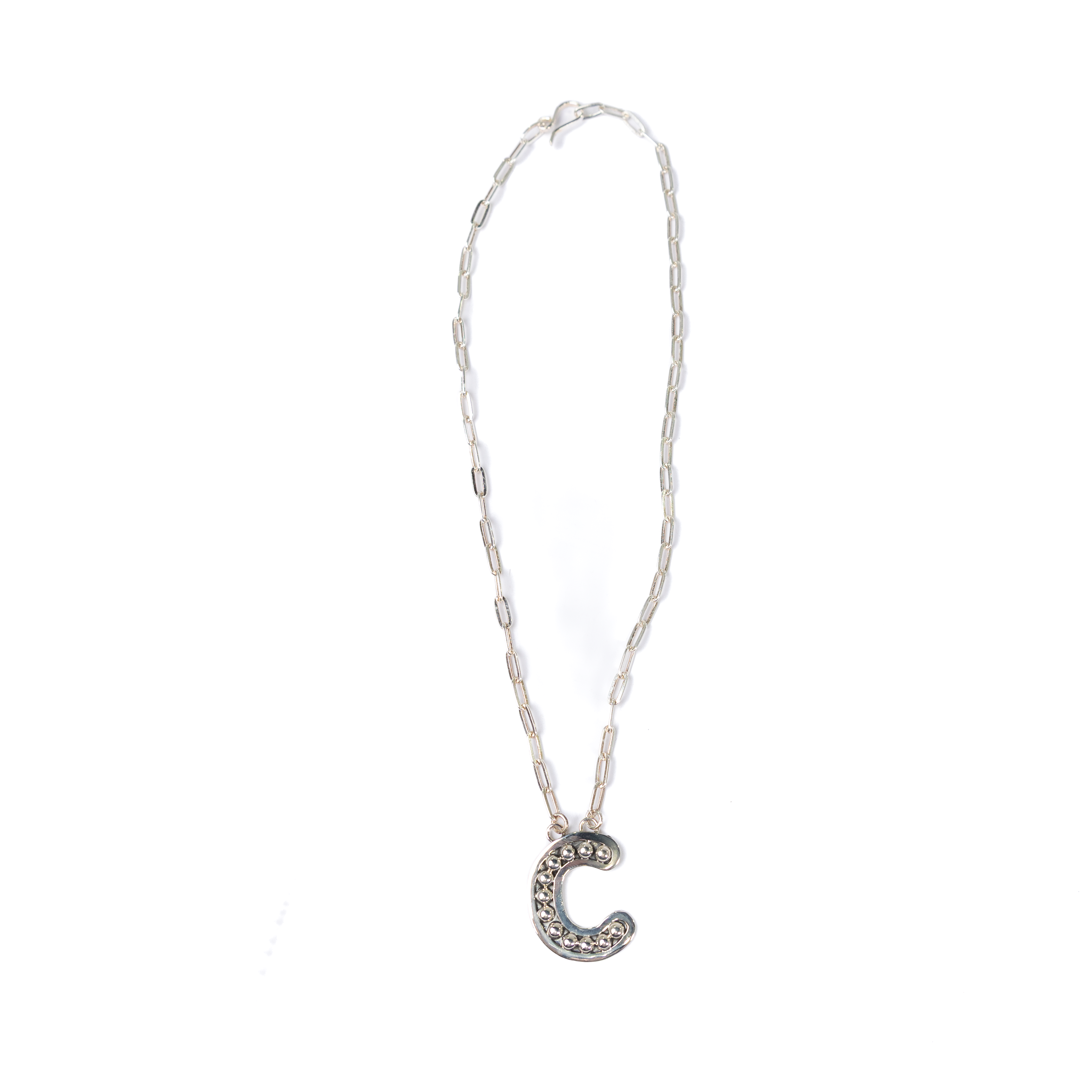 Women's Rhoda Silver Oxidized Ball Letter Necklace T3210