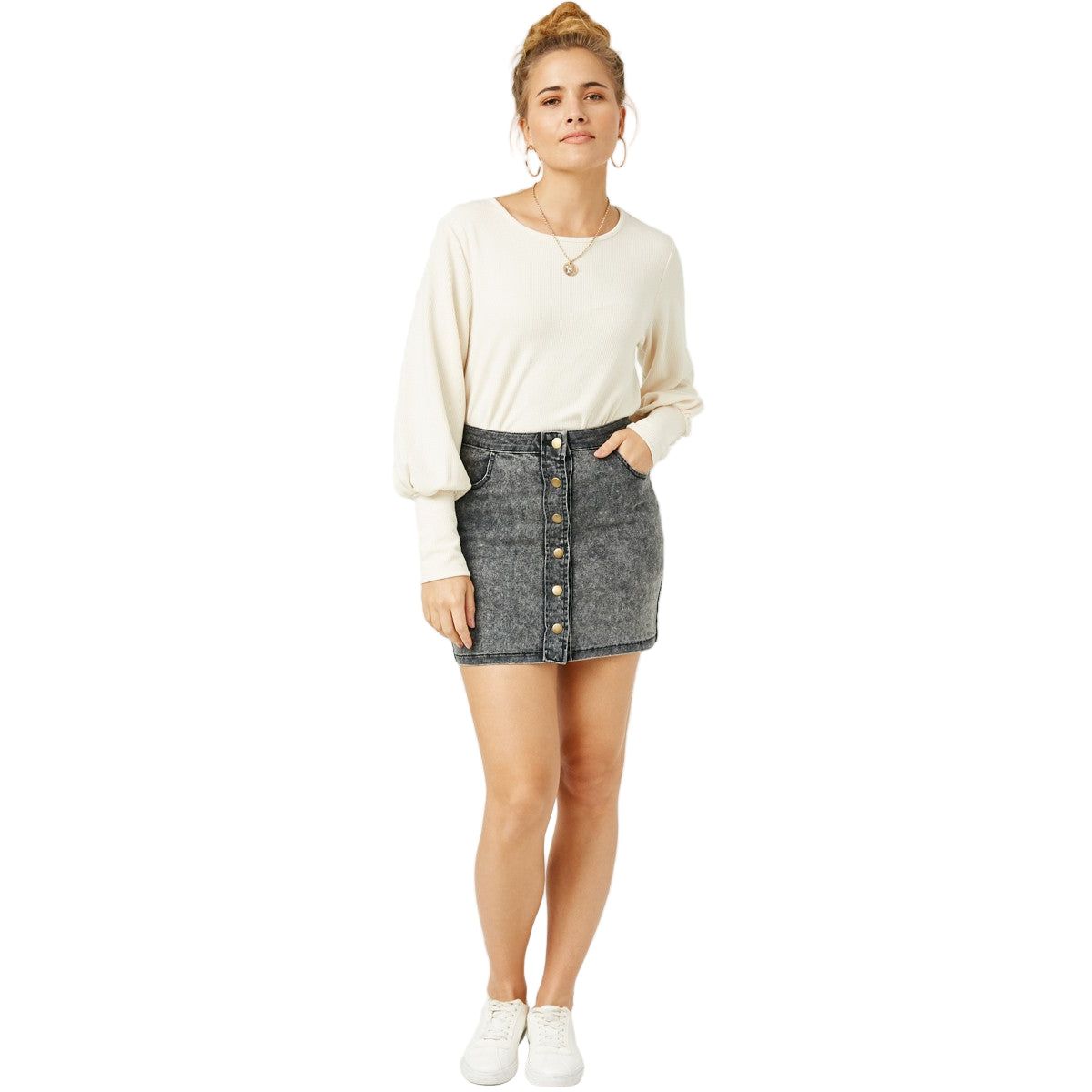 Women's Rib Cuff Knit Top HN4155