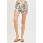 Women's Risen Slouchy Leopard Print Patch Pocket Shorts RDS6603-LEO