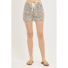 Women's Risen Slouchy Leopard Print Patch Pocket Shorts RDS6603-LEO