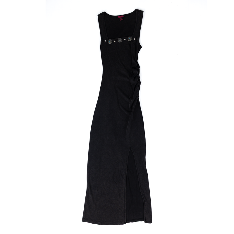 Women's Rock and Roll Black Ruched Side Midi Dress BWD0R08804