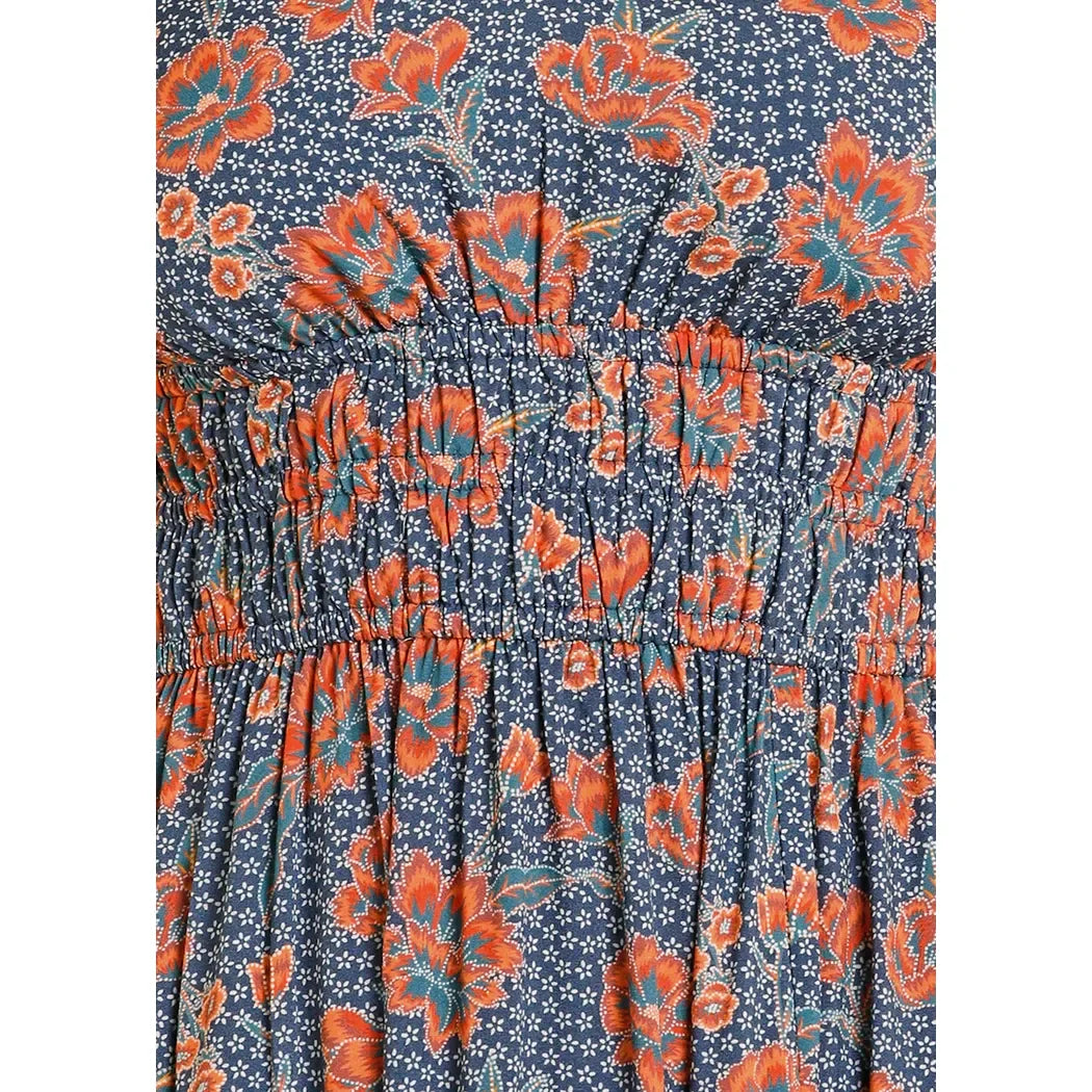Rock & Roll Denim Women's Navy Midi Floral Print Dress