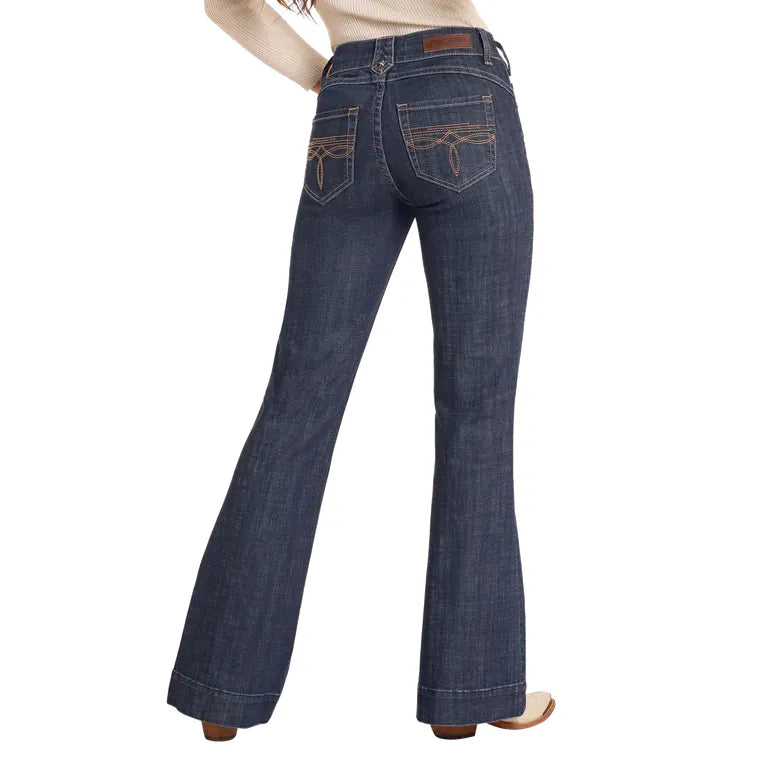Women's Rock and Roll Mid Rise Boot Stitch Trousers BW5MD05329 - Crazy House Western Wear