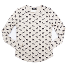 Women's Rodeo Hippie Long Sleeve Beige Shirt with Horses Printed