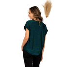 Women's Round Neck Cap Sleeves Shimmer Top ET3616