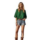Women's Short Sleeve Oversized Sweater Top SNS2175
