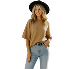 Women's Short Sleeve Oversized Sweater Top SNS2175