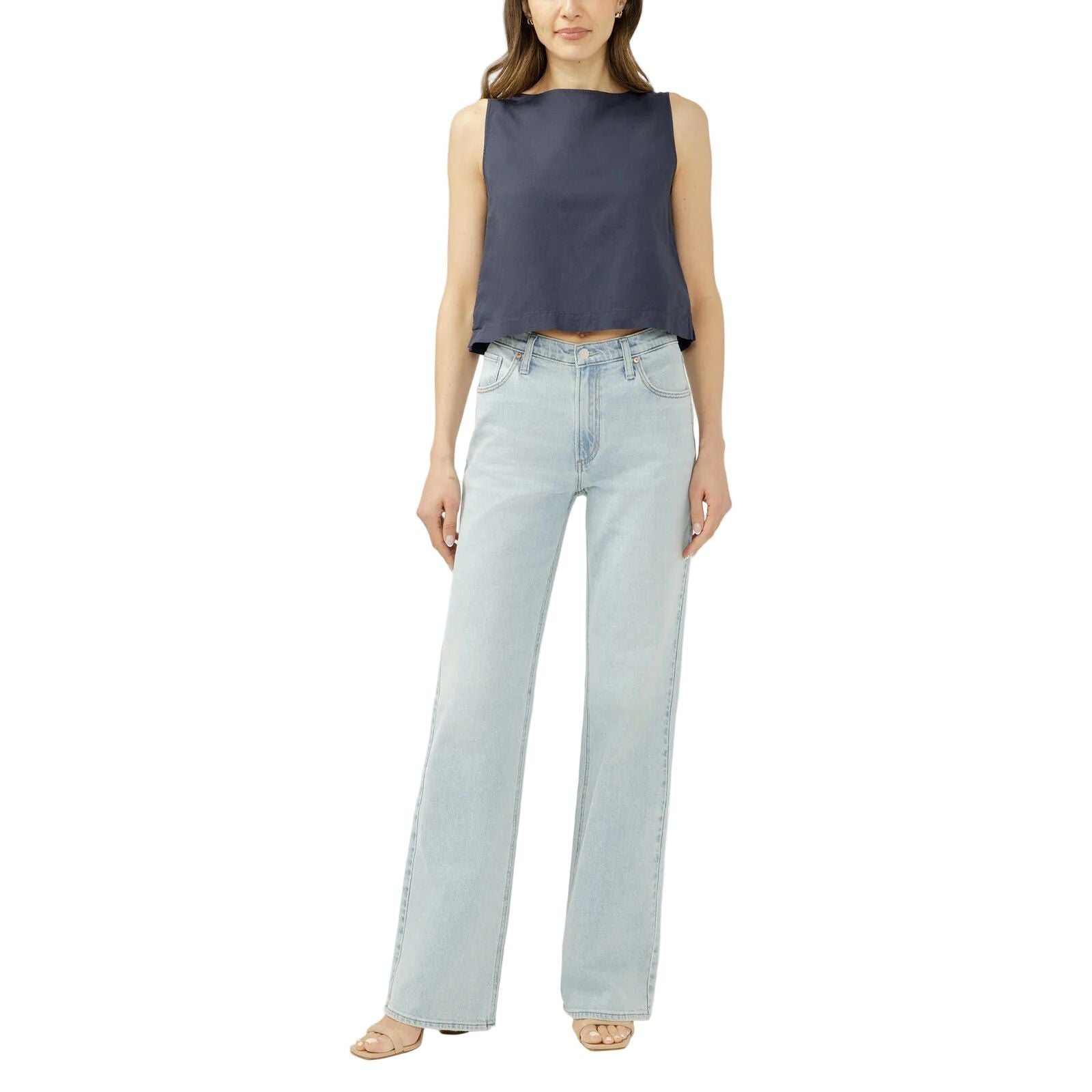 Women's Silver 90s Mid Rise Baggy Bootcut Jeans L83769HDR113