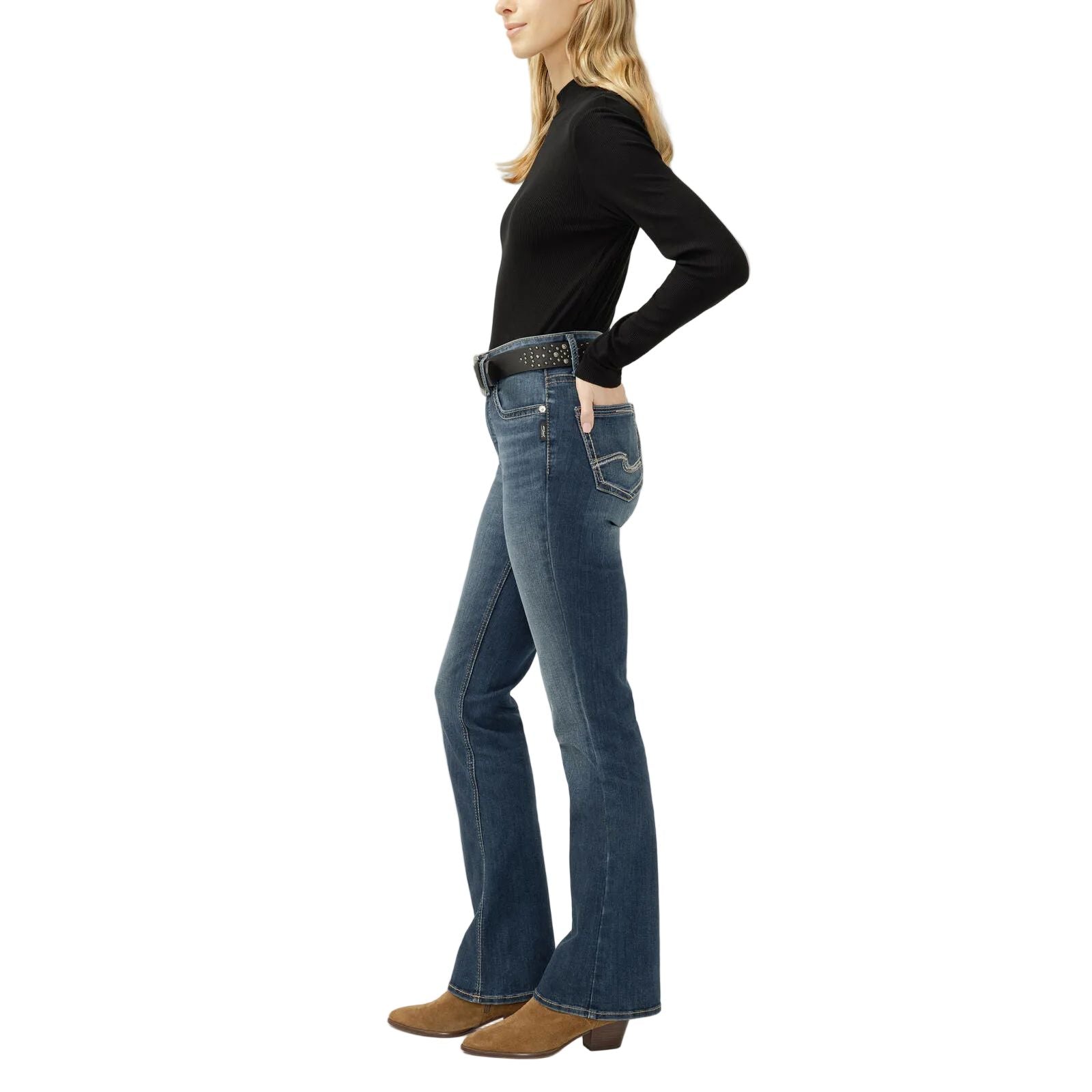 Women's Silver Avery High Rise Bootcut Frontier Strong Jeans L94715LFO367
