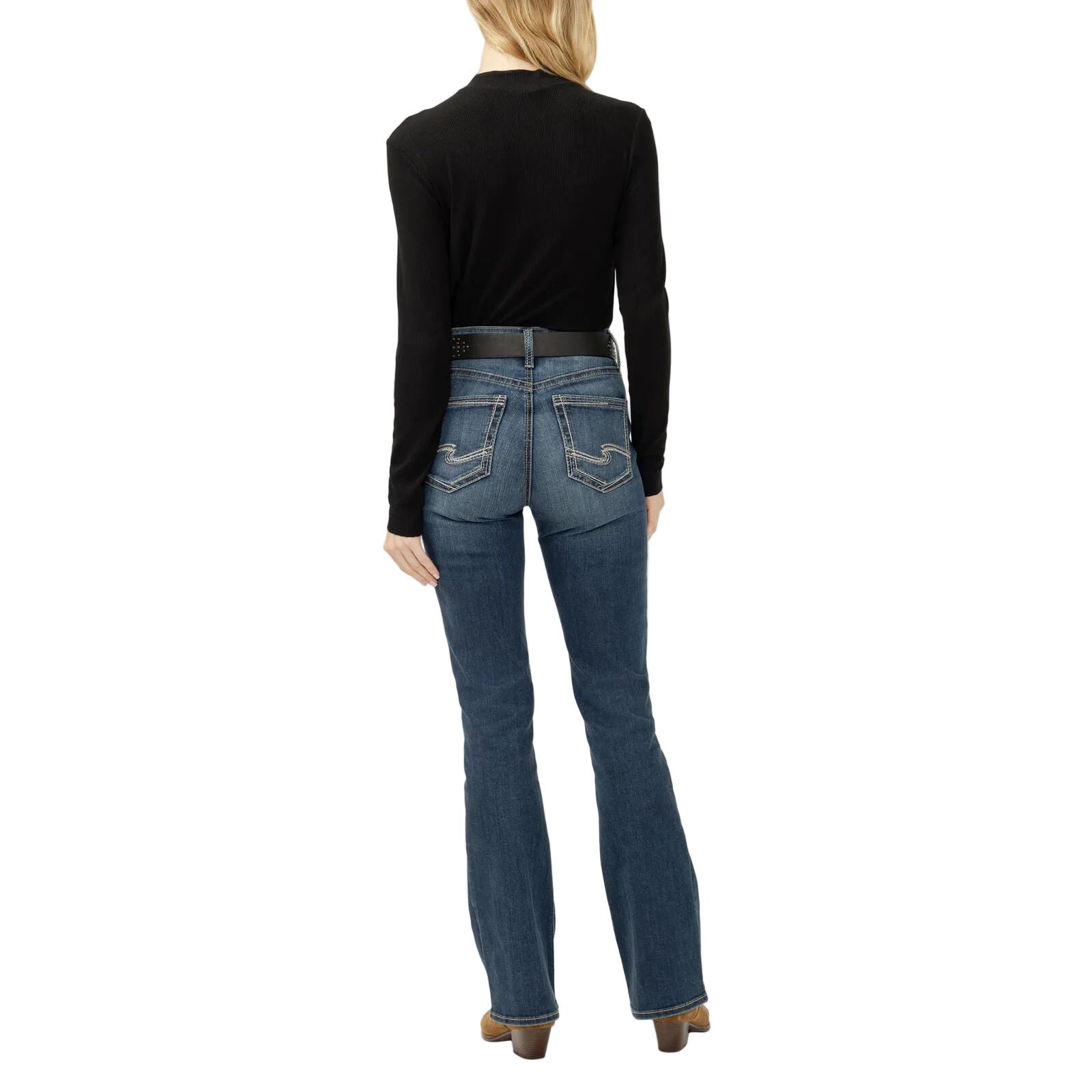 Women's Silver Avery High Rise Bootcut Frontier Strong Jeans L94715LFO367