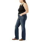 Women's Silver Elyse Mid Rise Slim Bootcut Luxe Stretch Jeans Plus Size W03719CVB462