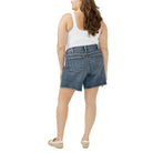 Women's Silver Satellite Suki Mid Rise Long Shorts Plus Size W53971ADM394