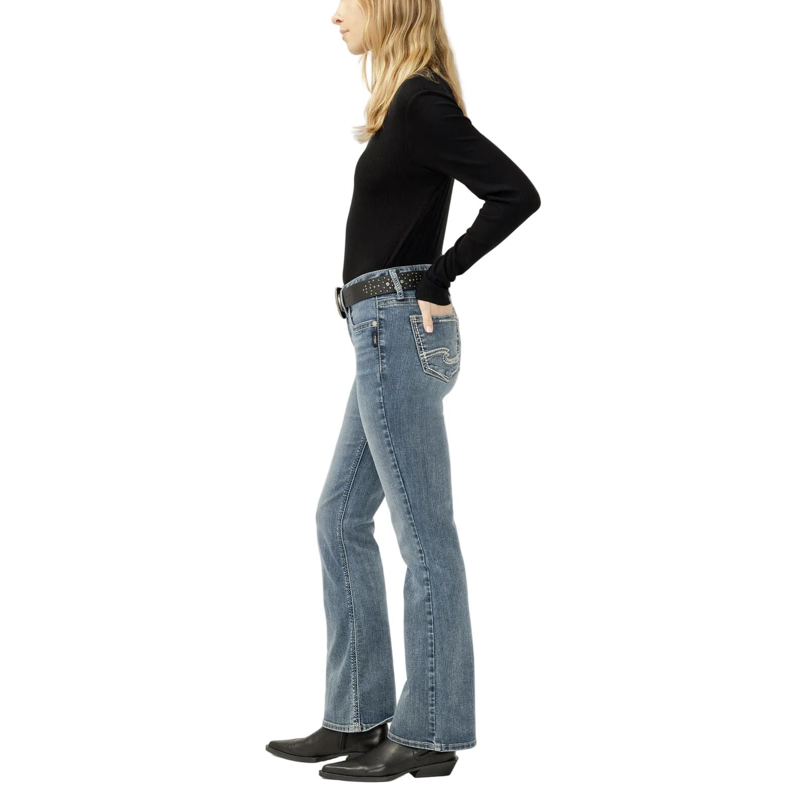 Women's Silver Suki Mid Rise Bootcut Frontier Strong Jeans L93719LFO368