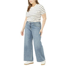 Women's Silver Suki Mid Rise Wide Leg Jeans Plus Size W93905ADM289