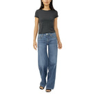 Women's Silver Suki Mid Rise Wide Leg Knit Flex Jeans L93905CKF326
