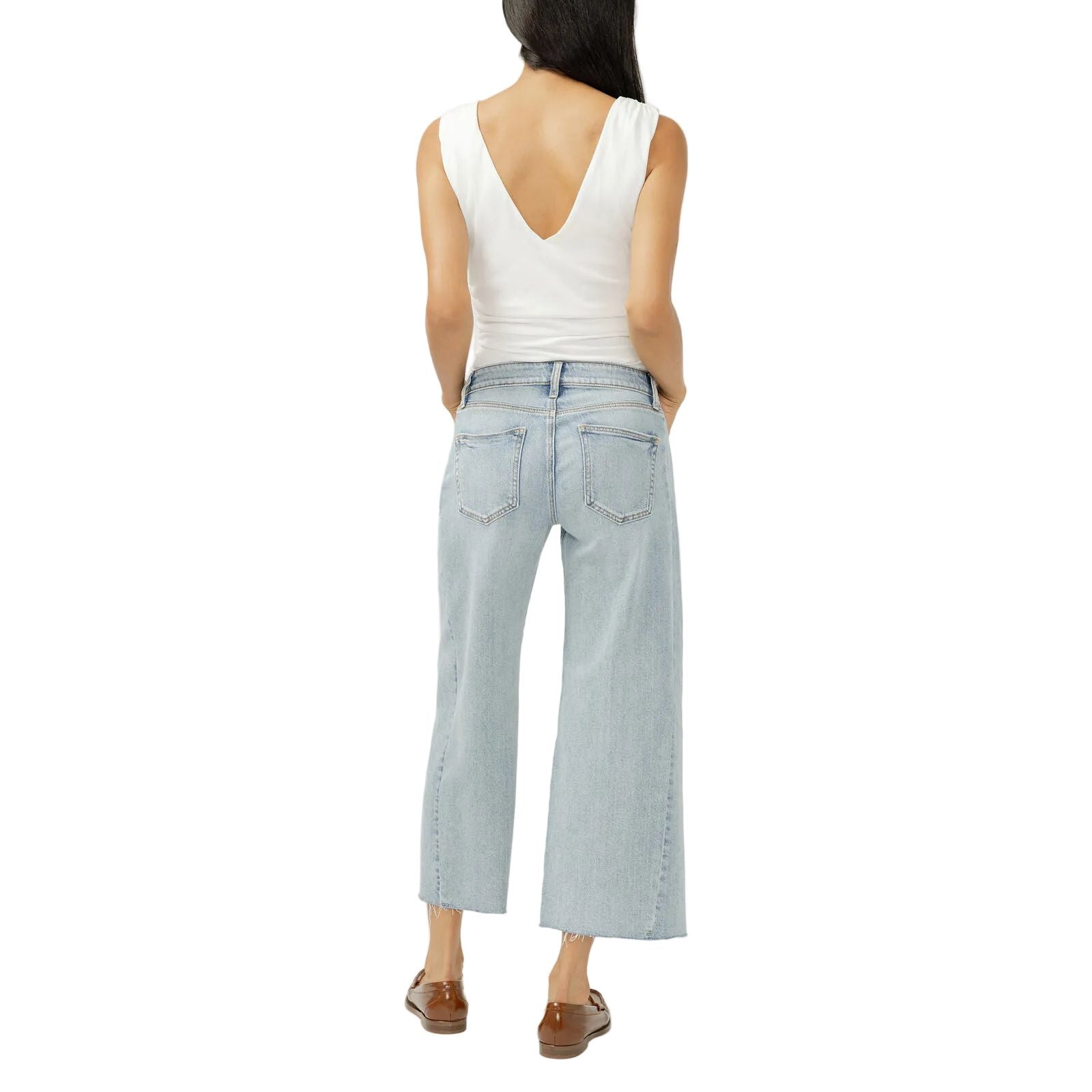 Women's Silver West End Suki Mid Rise Cropped Wide Leg Jeans L43978ADM211
