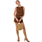 Women's Sleeveless Crew Neck Top With Contrast Binding Details A4701