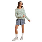 Women's Striped Knit Top With Contrast Side Stripes WL25-11252