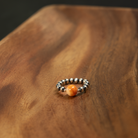 Women's Sunwest Handmade Navajo Pearl and Orange Stone Stretch Ring