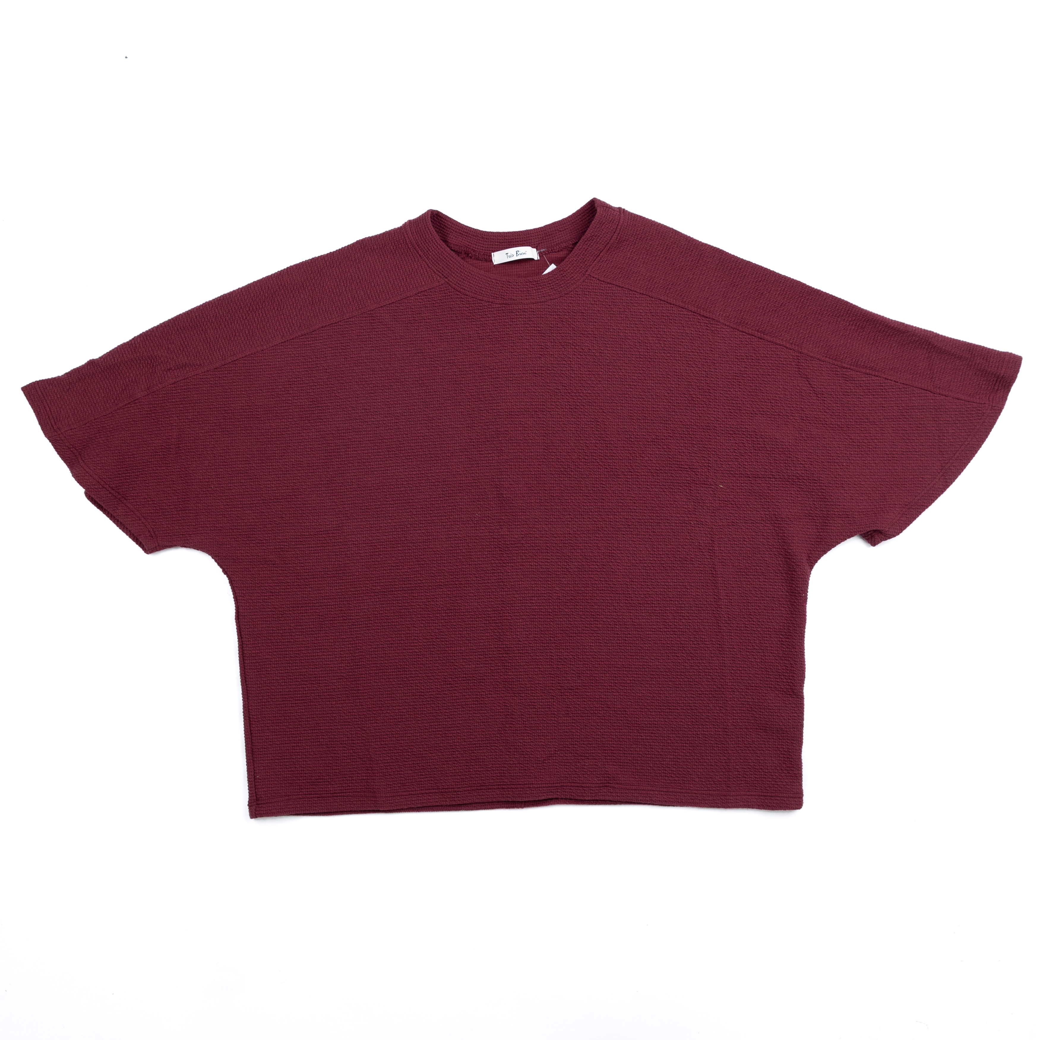 Women's Tres Bien Cloudy Knit 3/4 Sleeve Round Neck Top T-42001