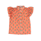 Women's Turquoise Haven Coral Cactus Flutter Sleeve Blouse