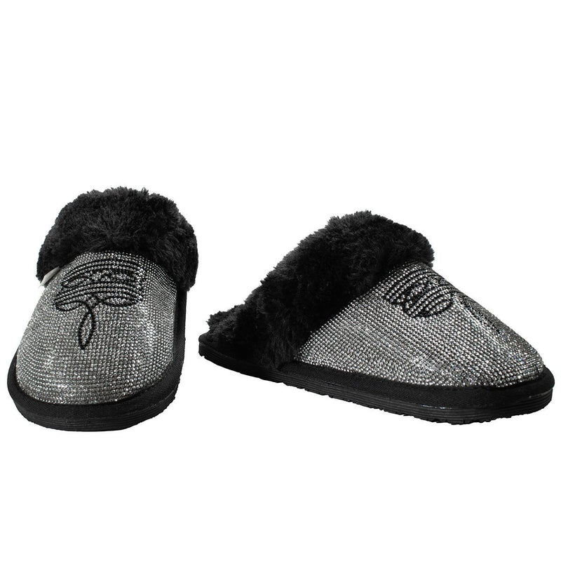 Women's Twister Black Sparkle Boot Stitched House Shoes 5738001