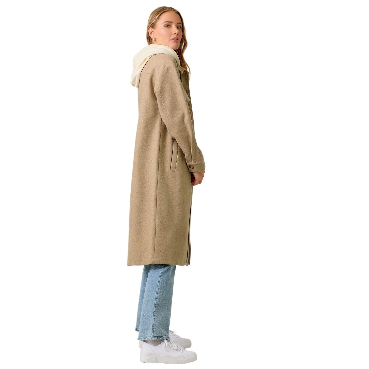 Women's Twofer Hoodie Solid Coat 60737