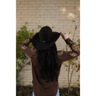Women's TwoFly Chocolate Brown Wagon Wheel Long Sleeve Blouse