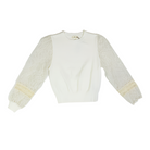 Women's Urban Daisy Lace Sleeve Rib Crewneck Sweater UD12181PT