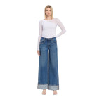 Women's Vervet High Rise Cuffed Panel Baggy Wide Jeans T6645
