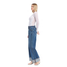 Women's Vervet High Rise Cuffed Panel Baggy Wide Jeans T6645