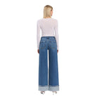 Women's Vervet High Rise Cuffed Panel Baggy Wide Jeans T6645