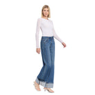 Women's Vervet High Rise Cuffed Panel Baggy Wide Jeans T6645