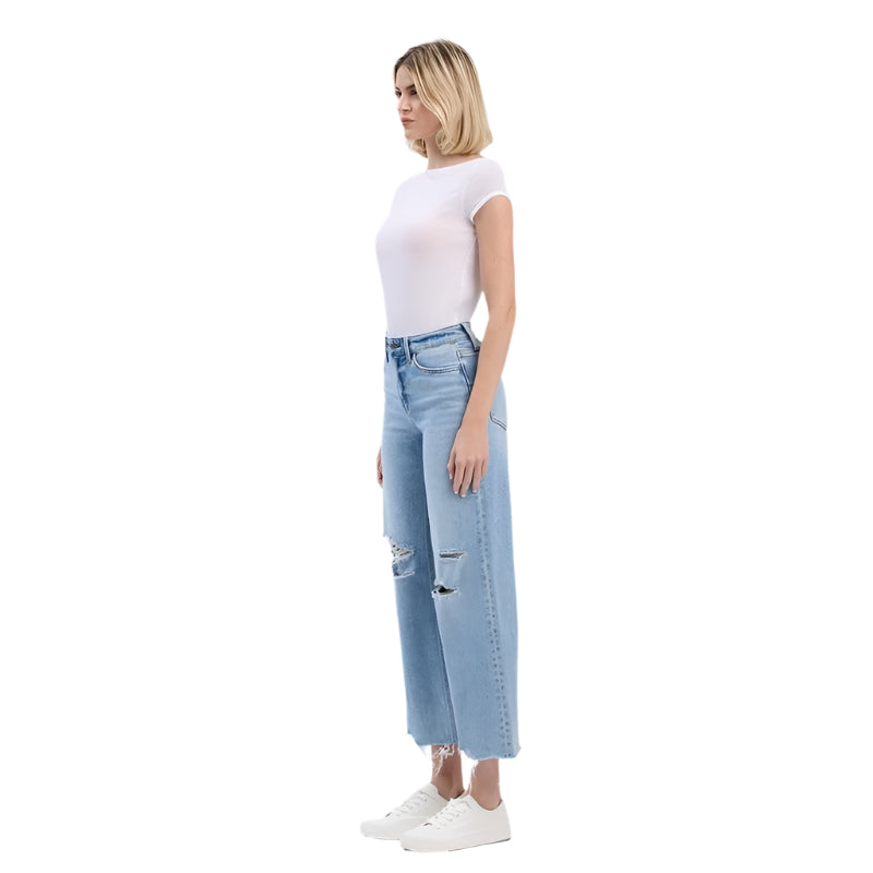 Women's Vervet High Rise Distressed Crop Wide Jeans F6001 - Crazy House Western Wear