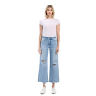Women's Vervet High Rise Distressed Crop Wide Jeans F6001 - Crazy House Western Wear