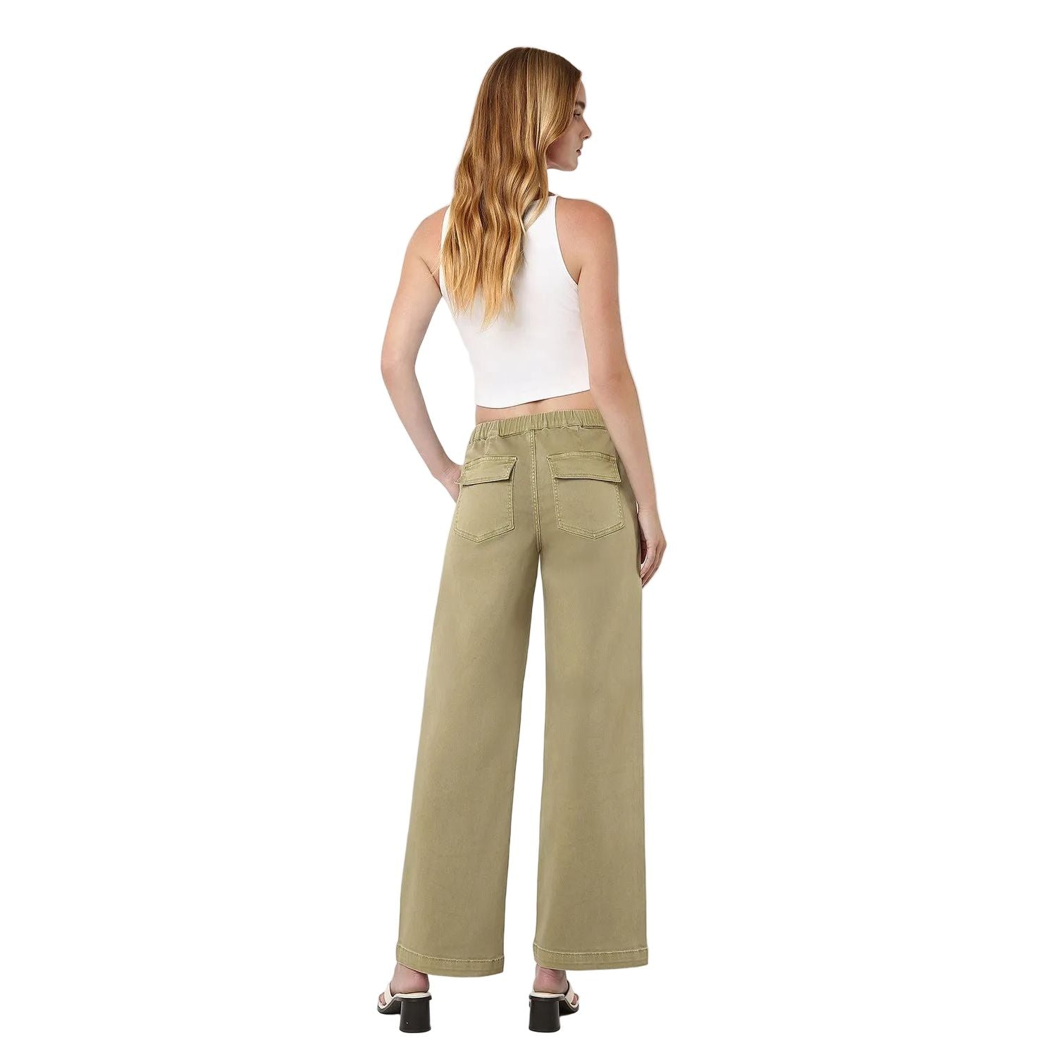 Women's Vervet High Rise Elastic Drawstring Wb Baggy Wide Jeans V3798HRB