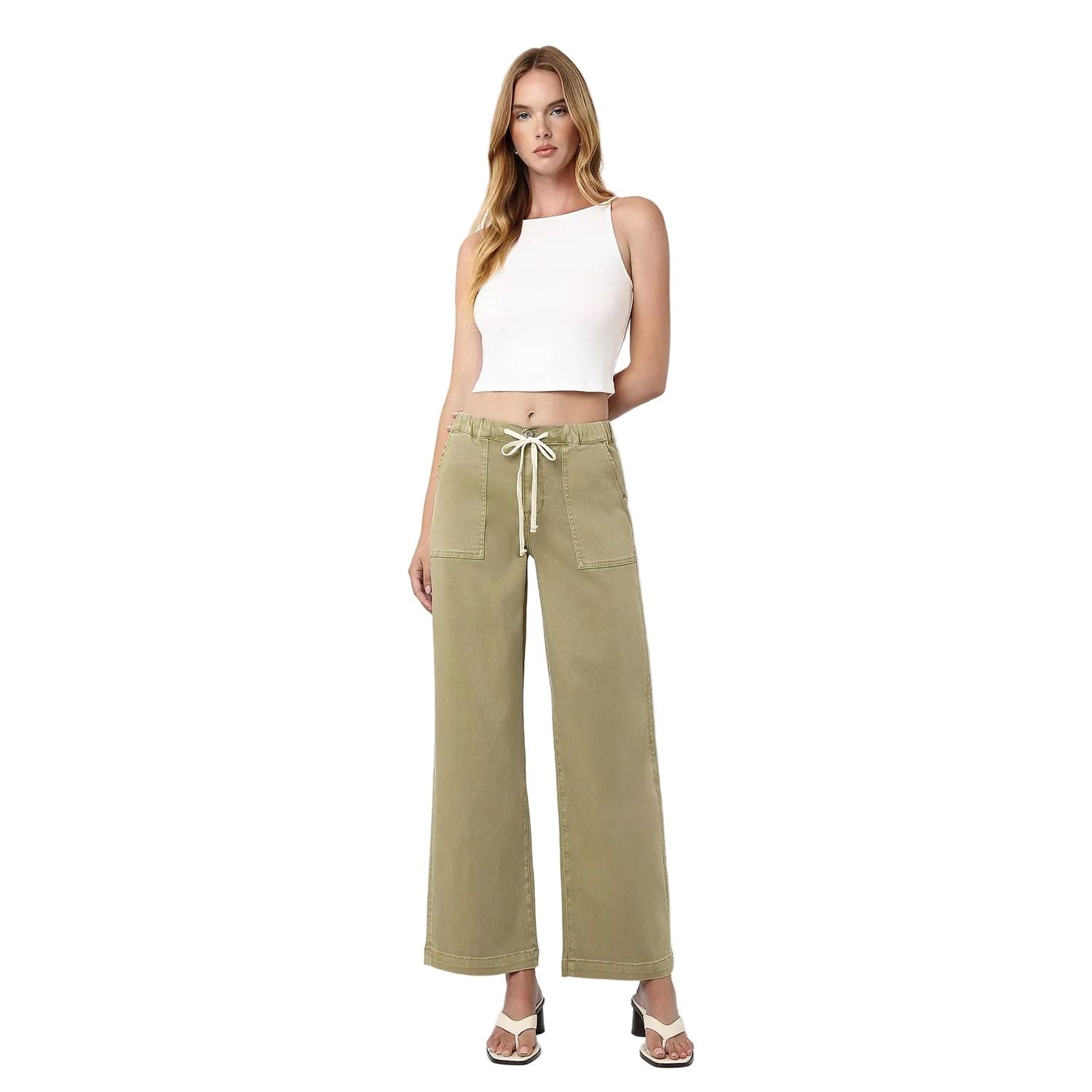 Women's Vervet High Rise Elastic Drawstring Wb Baggy Wide Jeans V3798HRB