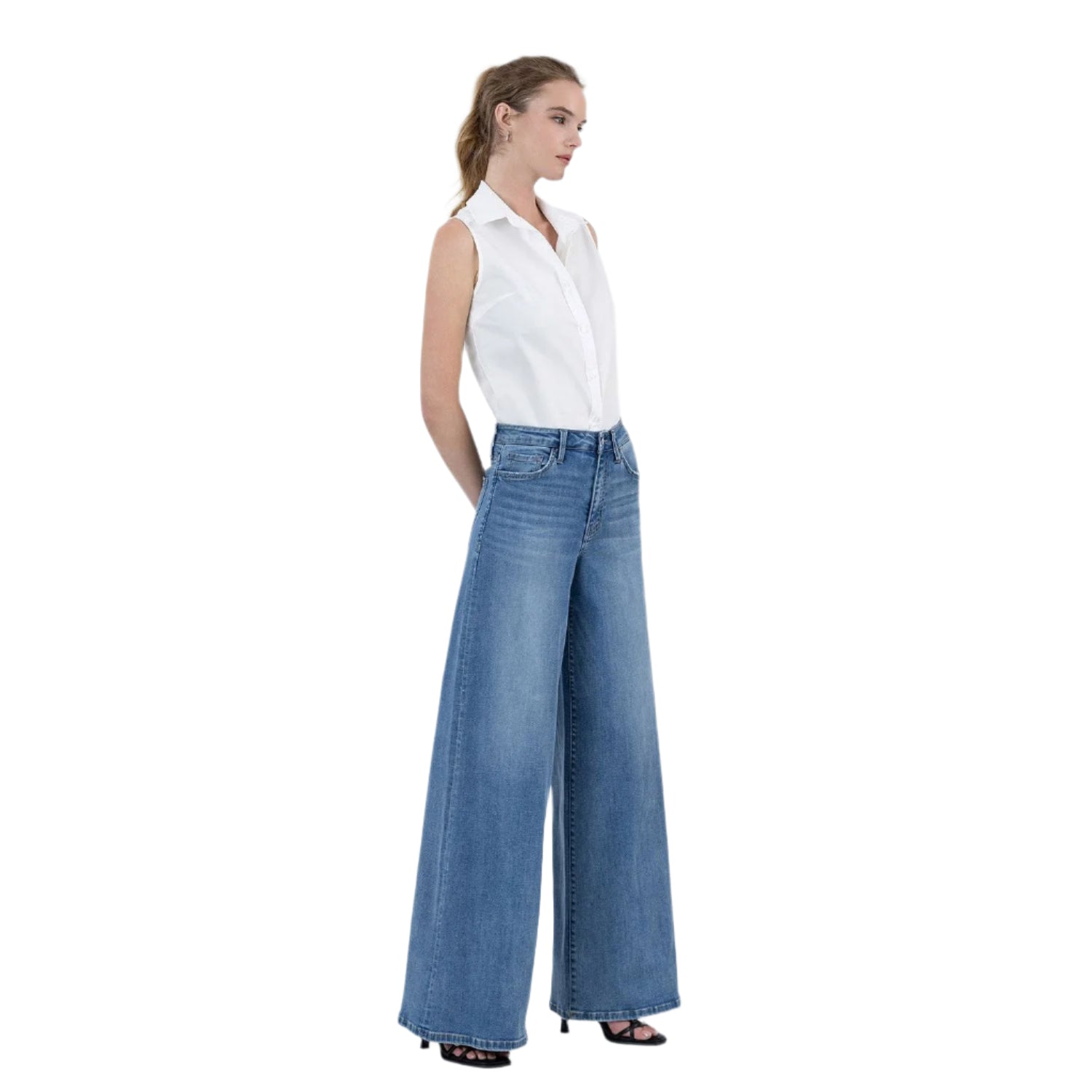 Women's Vervet High Rise Full Length Palazzo Jeans LV1703 - Crazy House Western Wear