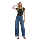 Women's Vervet Super High Rise Cuffed Baggy Wide Leg Jeans T6614
