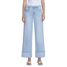 Women's Vervet Super High Rise Light Wash Cuffed Baggy Wide Jeans T6515